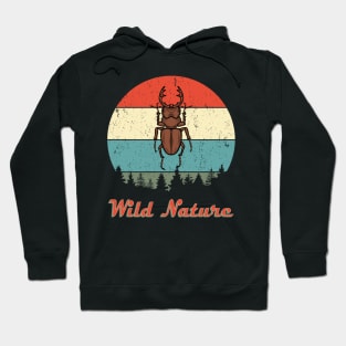Wild Nature Stag Beetle Brown Abstract Sunset Hoodie